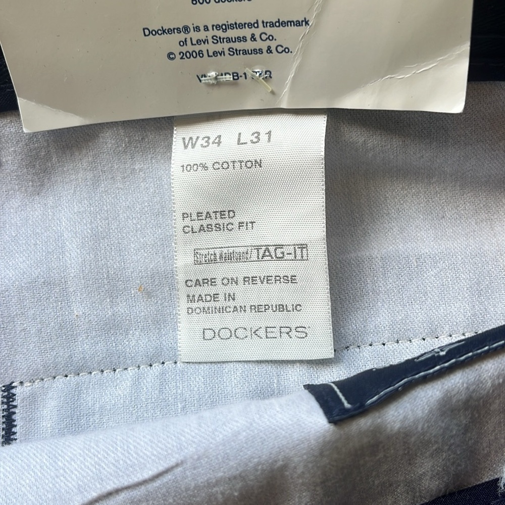 Dockers Original Khaki Pleated Pants Navy Blue 34x31 NWT - Picture 4 of 10
